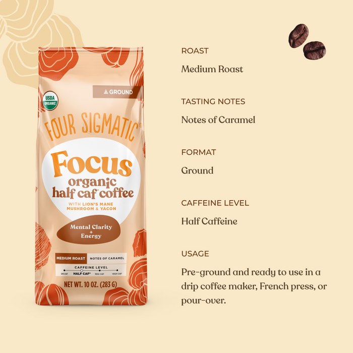 Focus Half Caf Ground Coffee - Medium