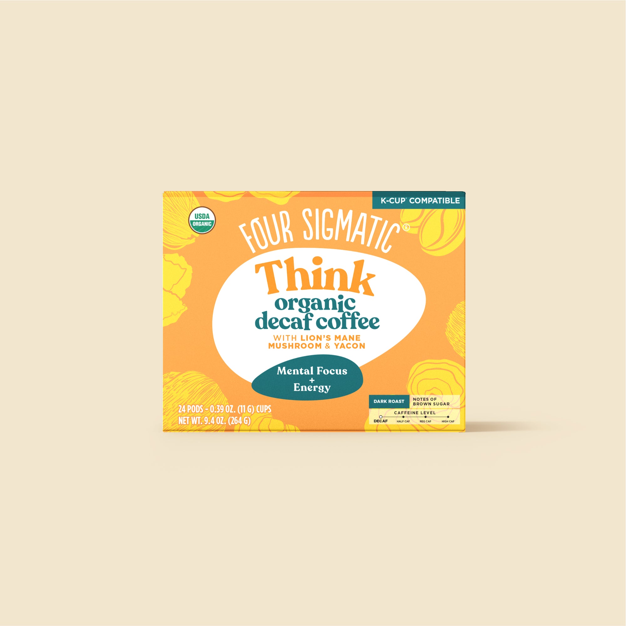 Four Sigmatic Think Decaf Coffee Pods Box 24 Count
