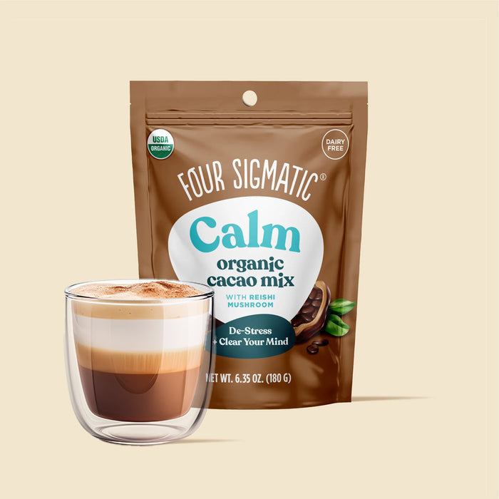 'Four Sigmatic Happy Gut organic coffee package with benefits: smooth digestion, energy boost, and positive mood.'