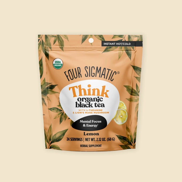Four Sigmatic Think organic black tea package with lemon flavor.