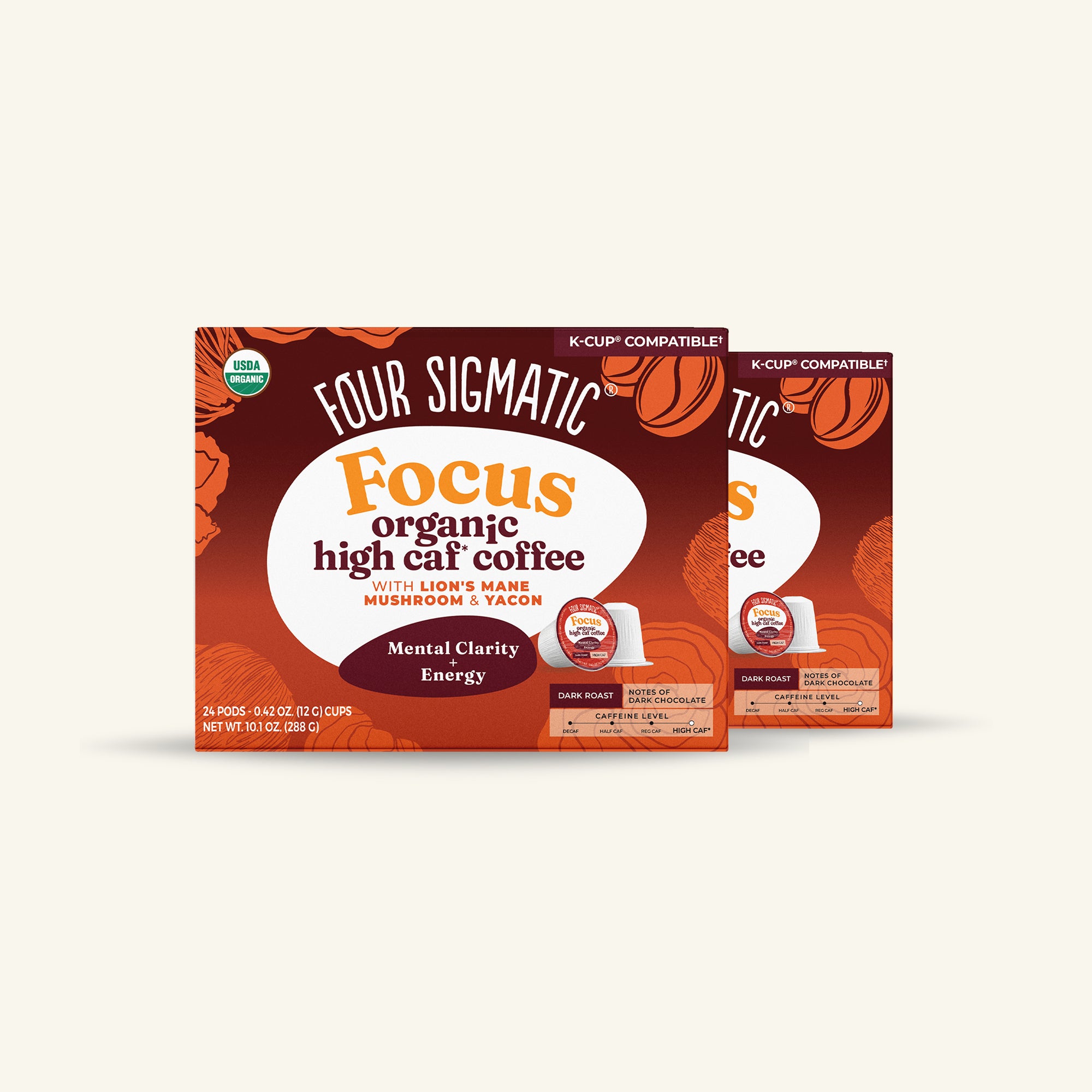 Focus Caf Coffee Pods: Extra Energy Mushroom Blend