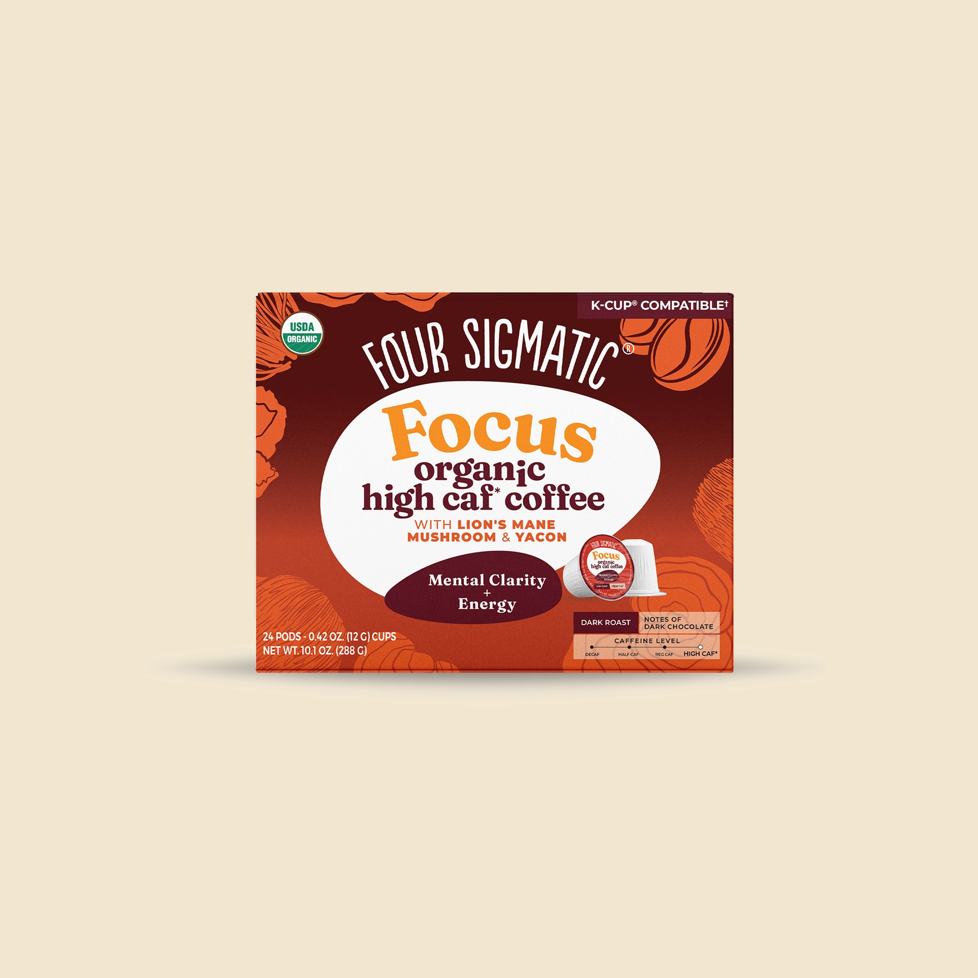 Focus Caf Coffee Pods: Extra Energy Mushroom Blend